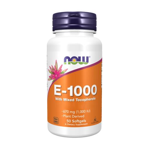 NOW Foods - Vitamin E-1000 - Natural (Mixed Tocopherols) - 50 softgels
