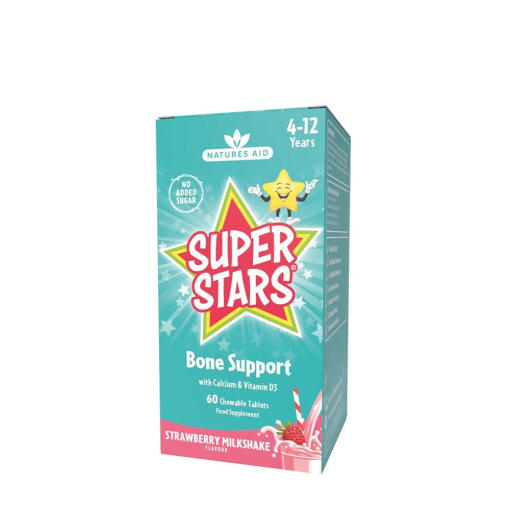 Natures Aid - Natures Aid Super Stars Bone Support - Strawberry Milkshake Flavor (60 Chewable Tablets)