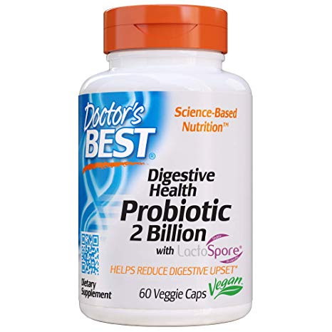 Doctor's Best - Digestive Health Probiotic 2 Billion with LactoSpore - 60 vcaps