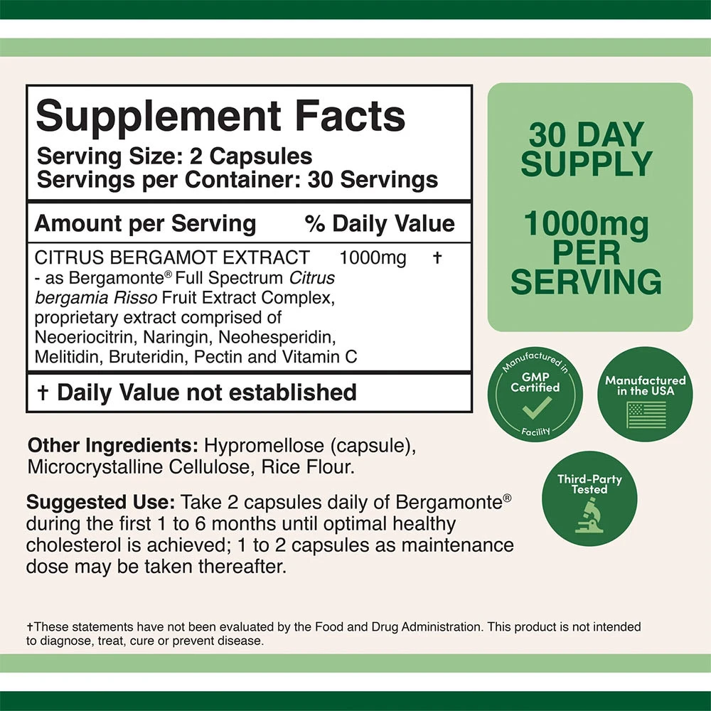 Suplementos Double Wood - Extrato de Bergamota Citrus (60 Cápsulas) - Image 2
