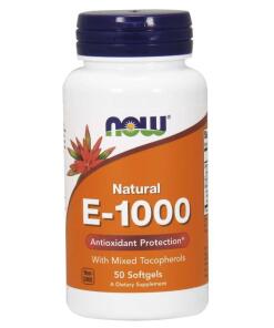 NOW Foods - Vitamin E-1000 - Natural (Mixed Tocopherols) - 50 softgels