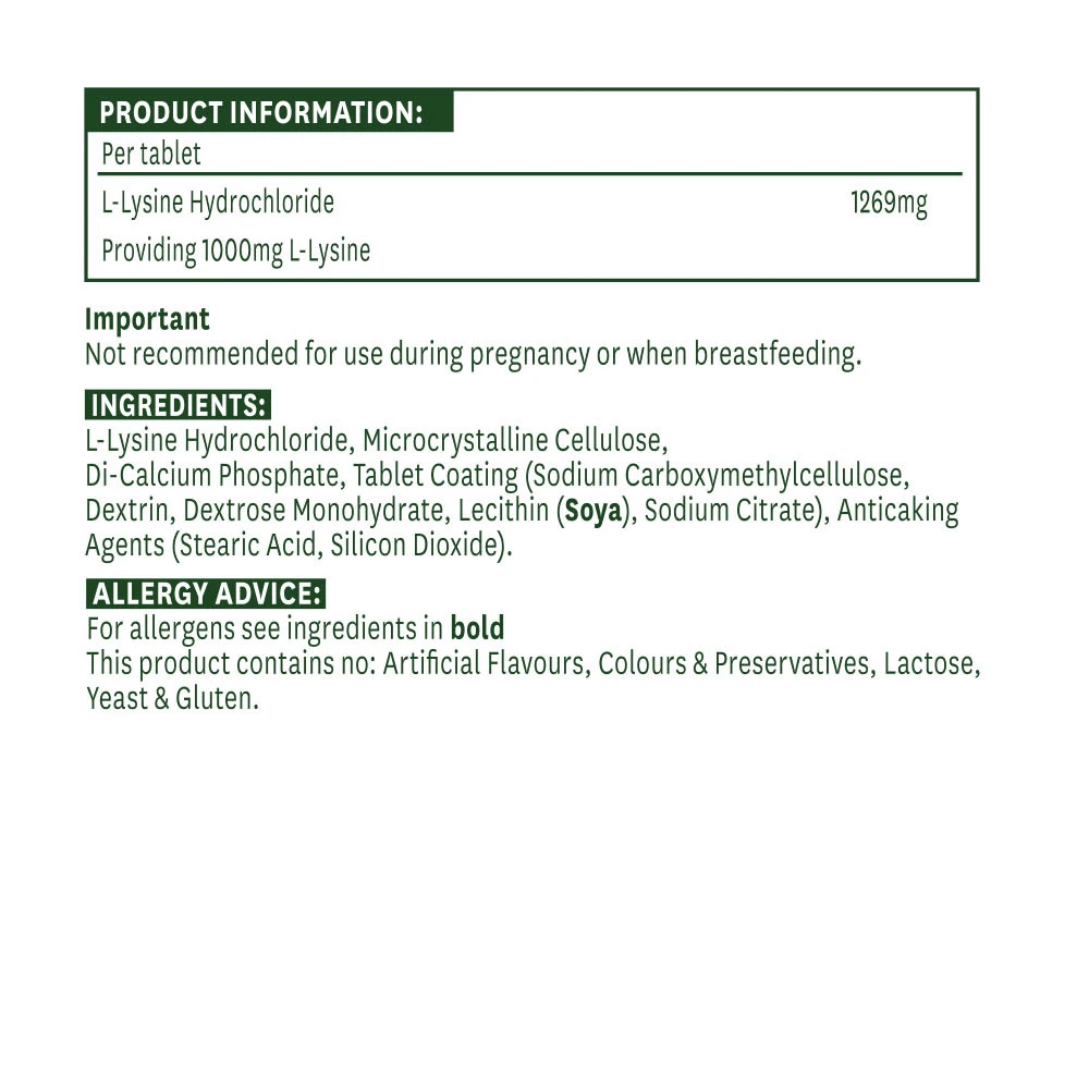 Natures Aid - L-Lisina 1000 mg (60 Comprimidos) - Image 2