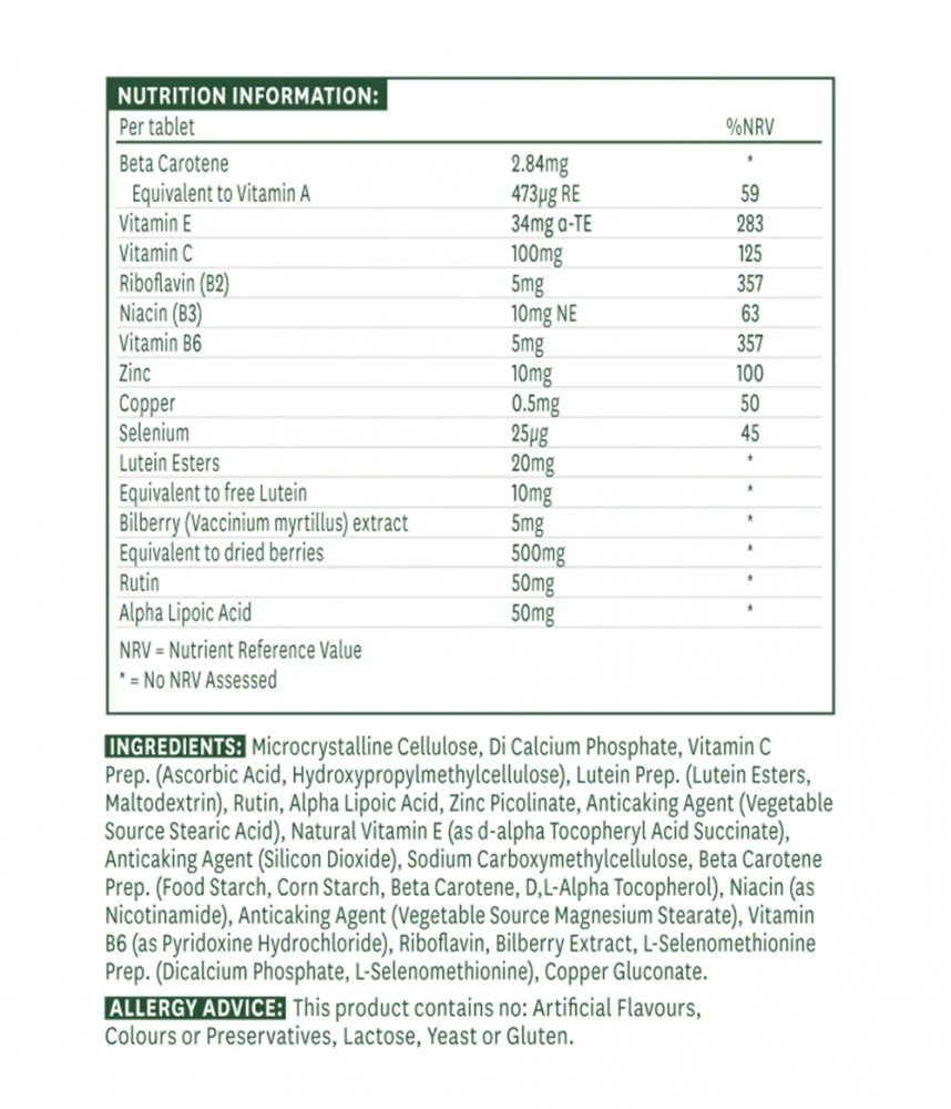Natures Aid - Complexo Ocular de Luteína (30 Comprimidos) - Image 2