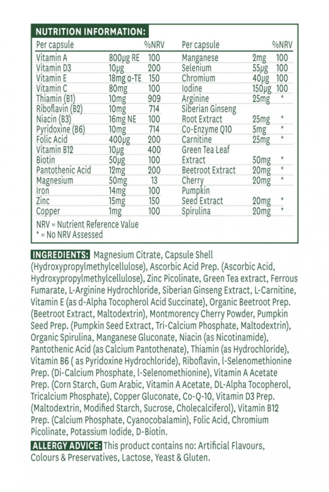 Natures Aid - Multivitaminas e Minerais para Homem da Natures Aid (30 Cápsulas) - Image 2