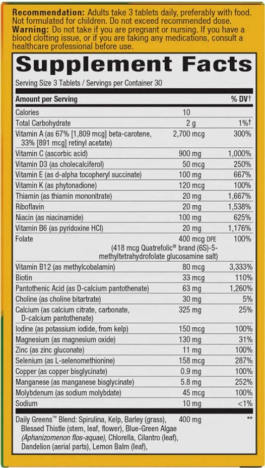 Nature's Way - Alive!® Max3 Multivitamínico Diário sem Ferro (90 Comprimidos) - Image 2
