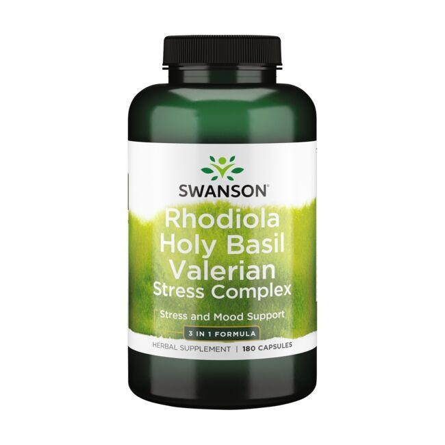 Swanson - Rhodiola Holy Basil Valerian Stress Complex - 180 caps