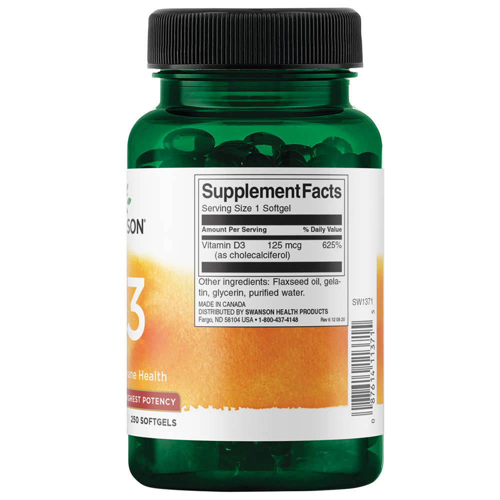 Vitamina D-3, 5000 IU - 250 softgels - Image 5