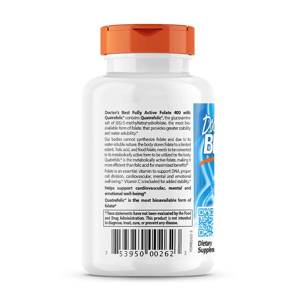 Folate 400 totalmente ativo com Quatrefolic, 400mcg - 90 vcaps - Image 5