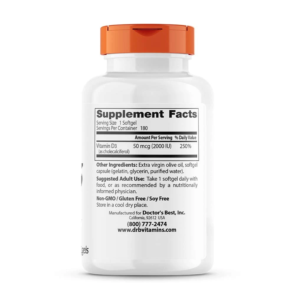 Vitamina D3, 2000 IU - 180 softgels - Image 4