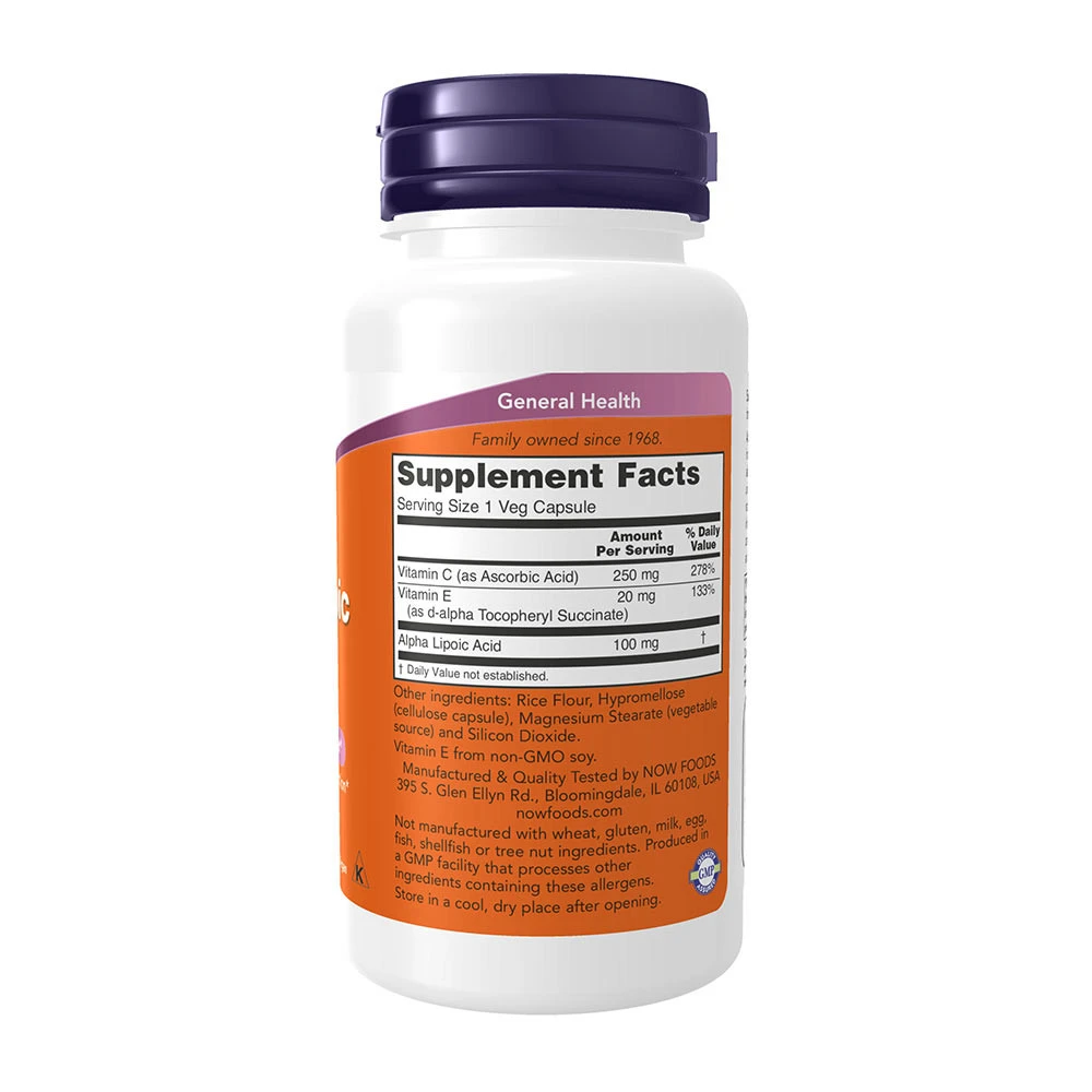 Ácido alfa-lipóico com vitaminas C e E, 100mg - 60 vcaps - Image 5