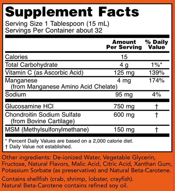 NOW Foods - Glucosamine & Chondroitin with MSM Liquid - 473ml.