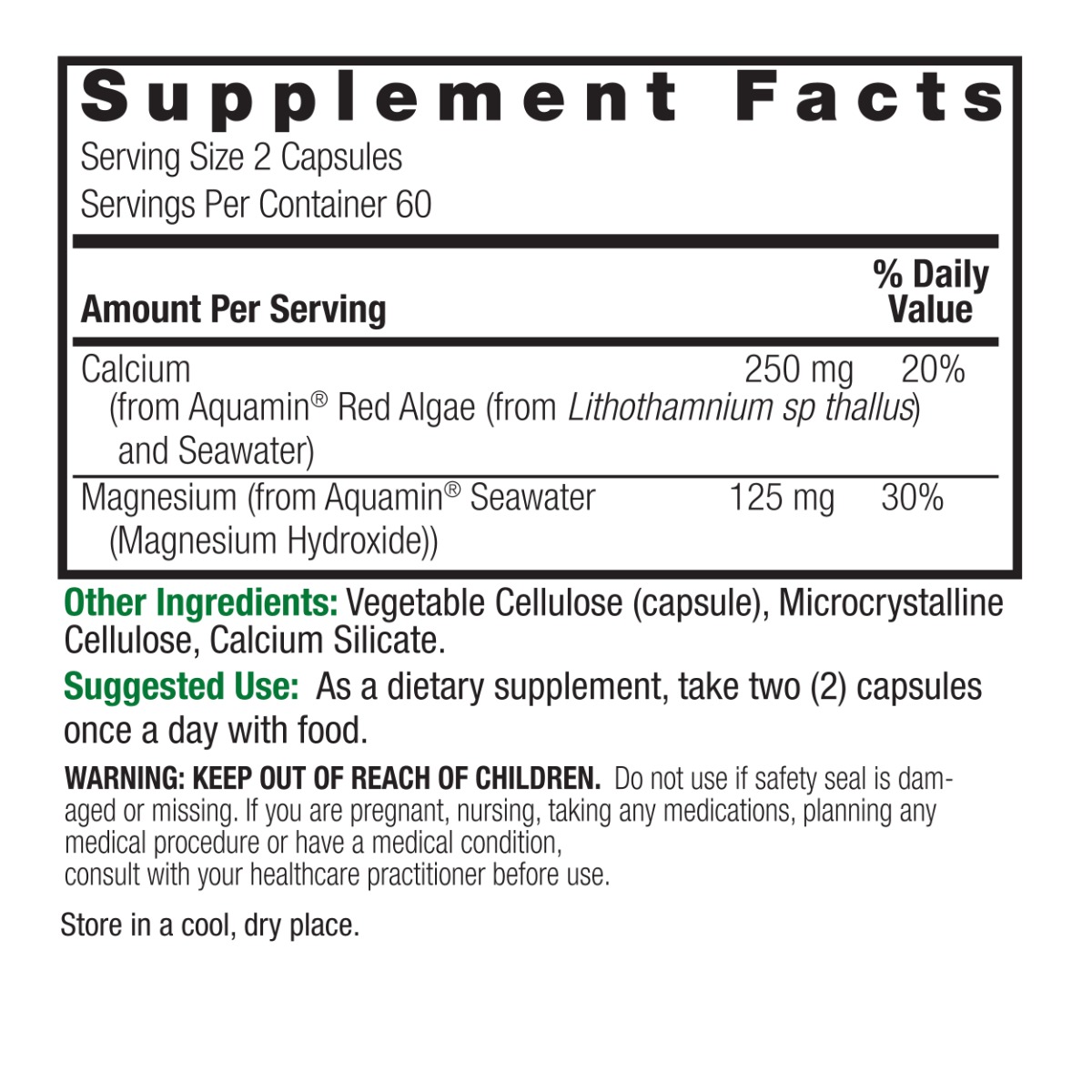 Nature's Answer - Cálcio e Magnésio de Origem Marinha, 120 Cápsulas - Image 4