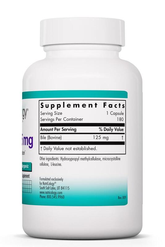 Nutricology - Bílis de Boi 125 mg, 180 cápsulas vegetais - Image 4