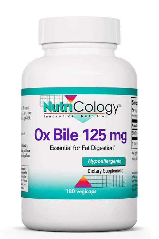 Nutricology - Nutricology Ox Bile 125mg 180 veg. capsules