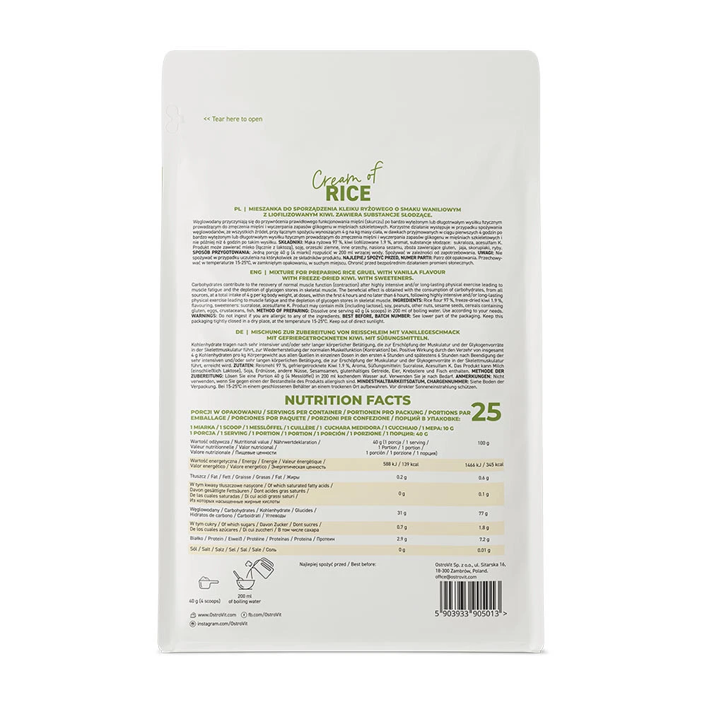 Ostrovit - Creme de Arroz com Baunilha Cremosa e Kiwi - 1000g - Image 3