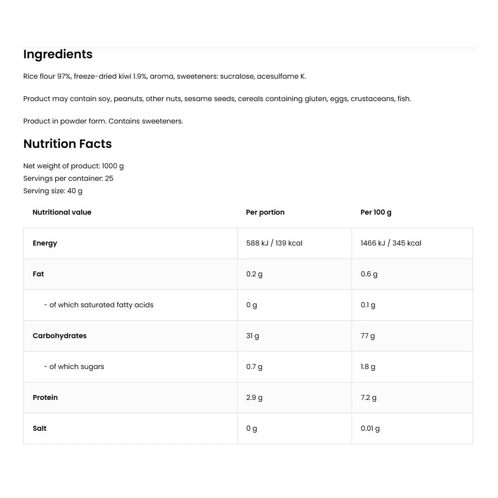 Ostrovit - Creme de Arroz com Baunilha Cremosa e Kiwi - 1000g - Image 4