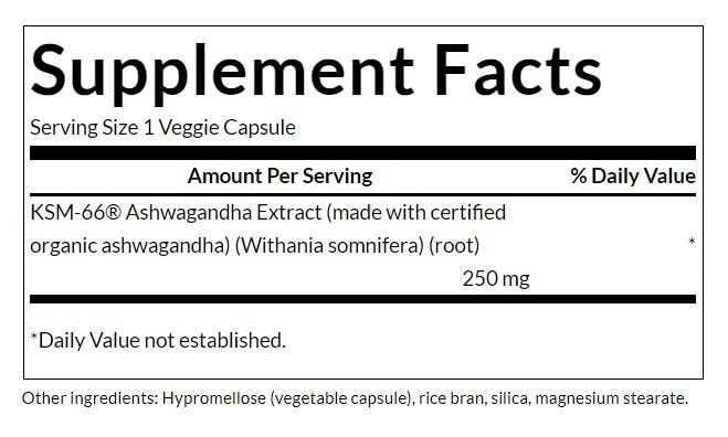 Ashwagandha Ultimate KSM-66, 250mg - 60 vcaps - Image 2