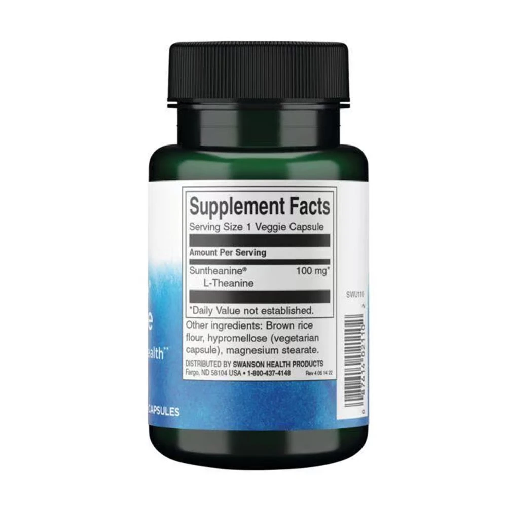 Suntheanine L-Theanine, 100mg - 60 vcaps - Image 3