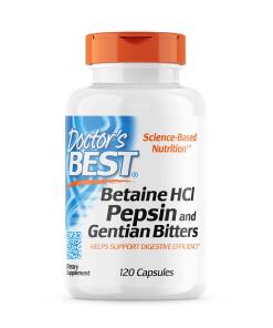 Doctor's Best - Betaine HCl Pepsin & Gentian Bitters - 120 caps