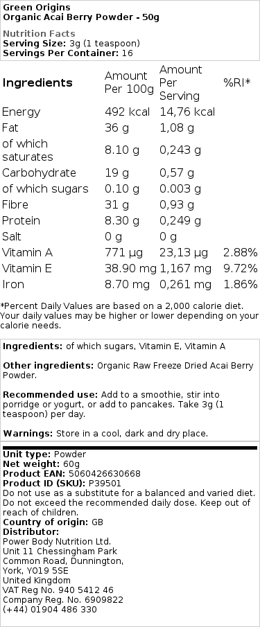 pó de bagas orgânicas de açaí - Image 2