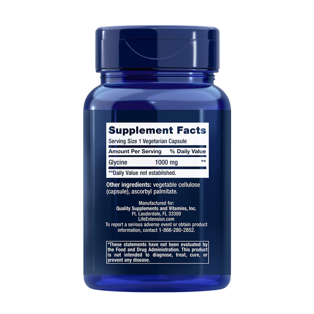 Glycine, 1000mg - 100 vcaps - Image 3