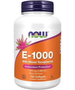 NOW Foods - Vitamin E-1000 - Natural (Mixed Tocopherols) - 100 softgels