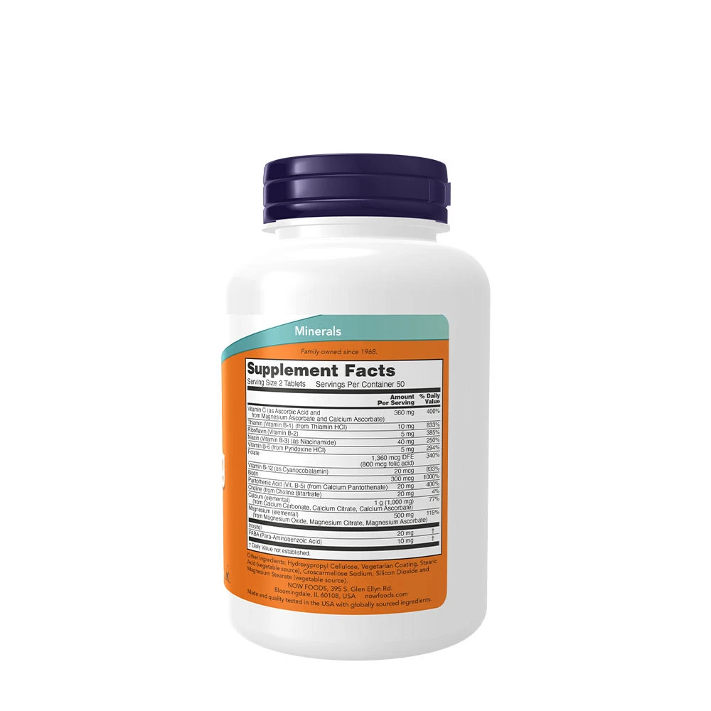 NOW Foods - Cal-Mag with B-Complex and Vitamin C - 100 tablets