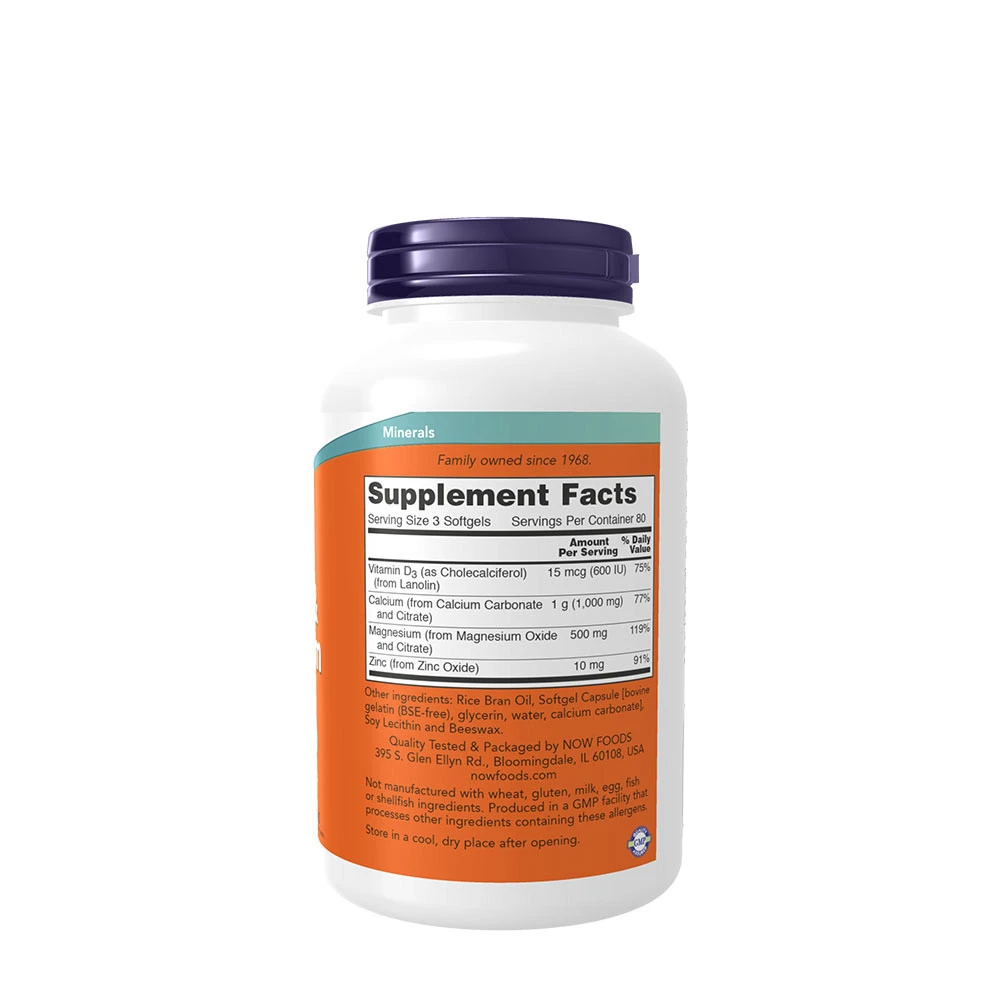 NOW Foods - Calcium & Magnesium with Vit D and Zinc - 240 softgels