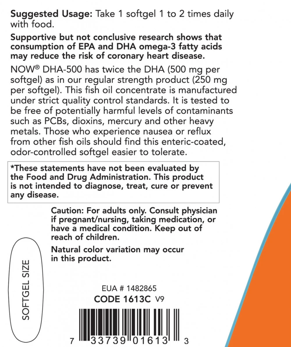DHA-500, 500 DHA / 250 EPA - 180 softgels - Image 5