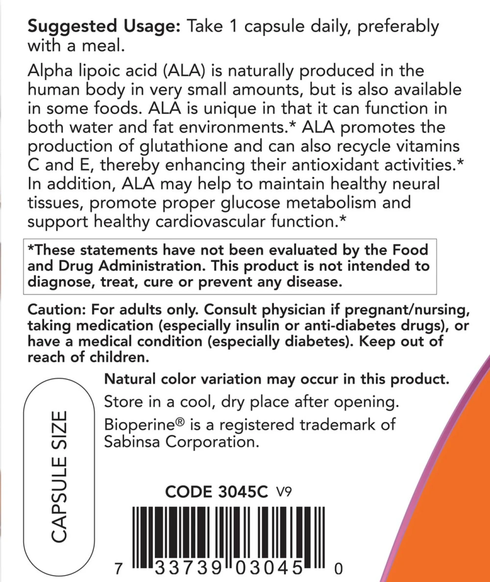 Ácido alfa-lipóico com extrato de semente de uva e Bioperine, 600mg - 120 vcaps - Image 5