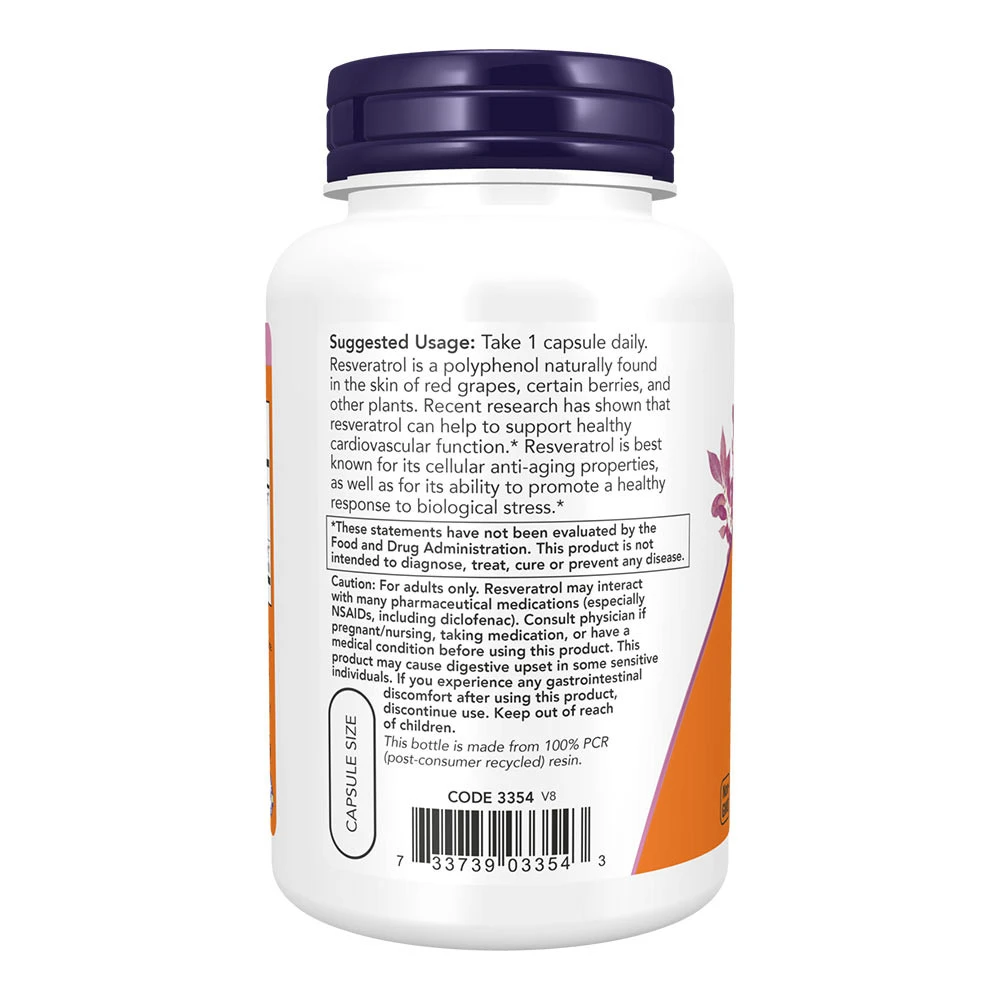 Resveratrol natural com extrato de vinho tinto, 200mg - 120 vcaps - Image 5