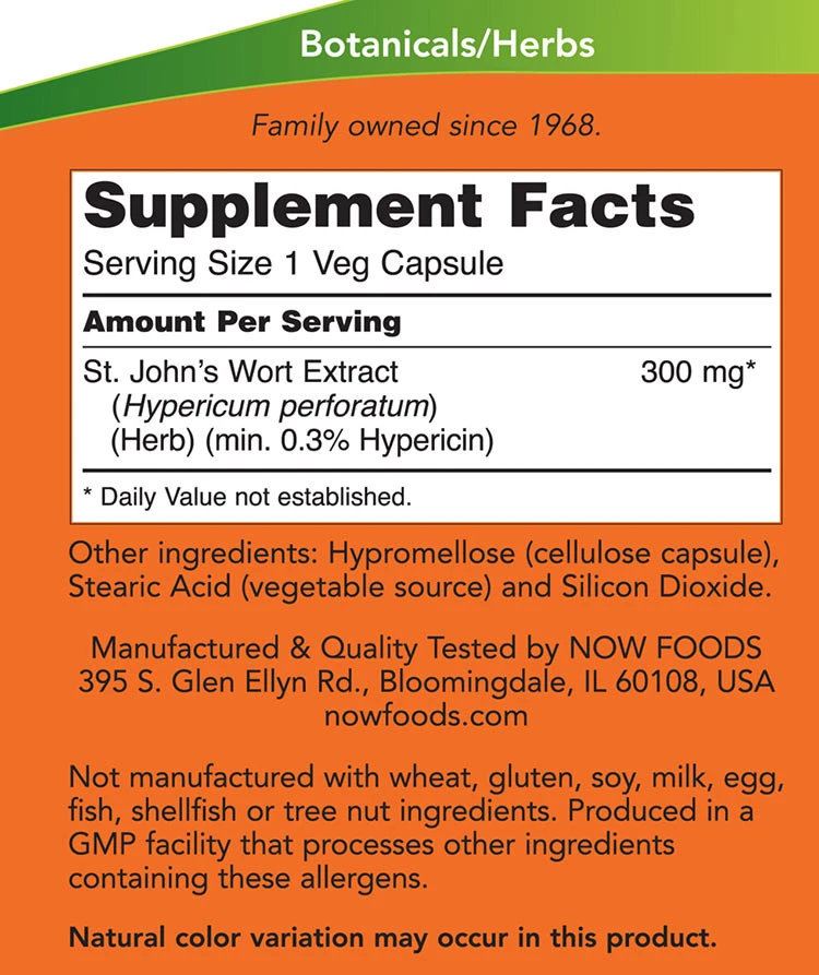 St. John's Wort, 300mg - 100 vcaps - Image 4