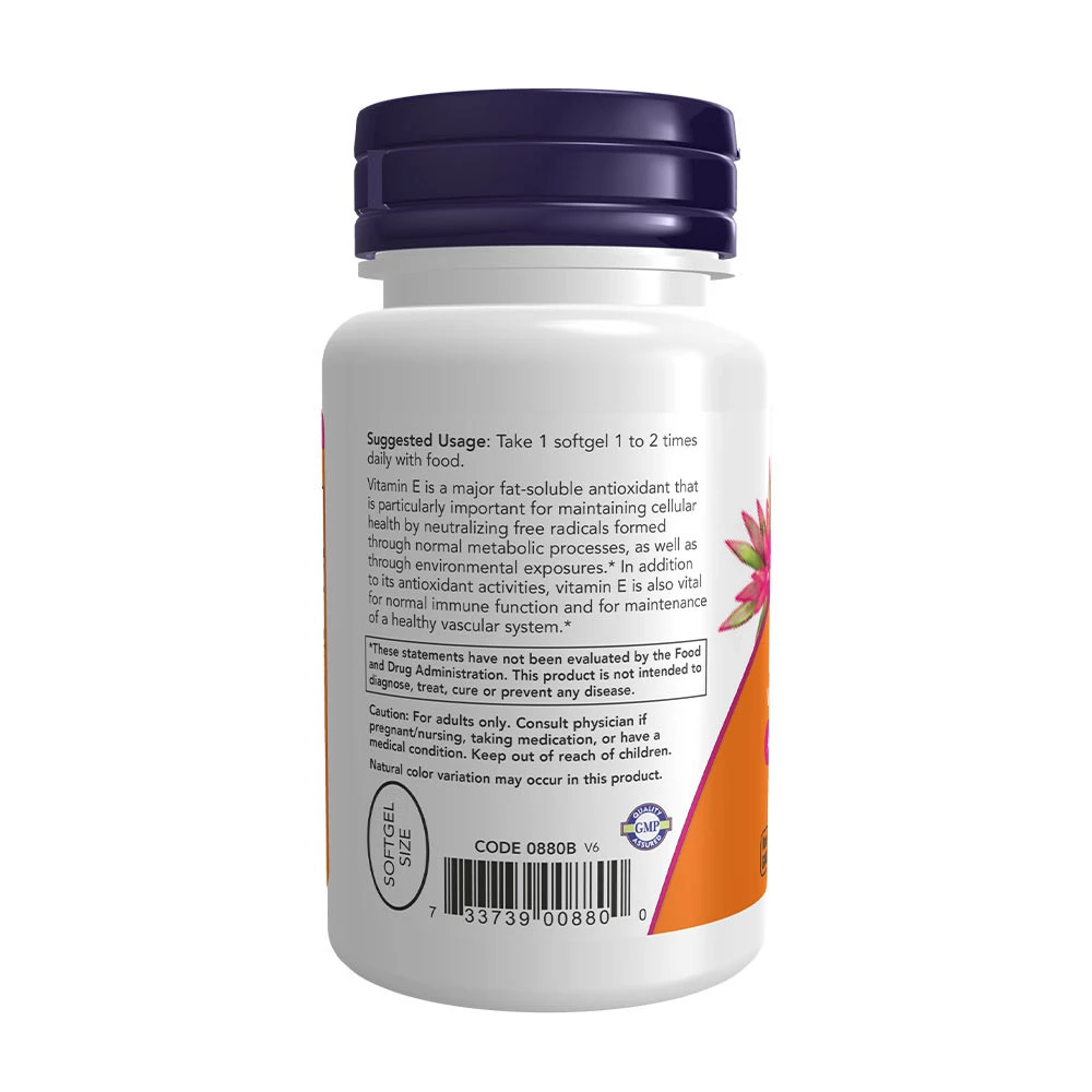 Vitamina E-200 - Natural (Tocoferóis mistos) - 100 softgels - Image 6