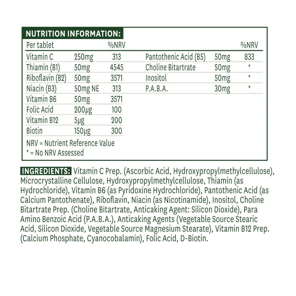 Natures Aid - Complexo B-50 com Vitamina C (30 Comprimidos) - Image 2