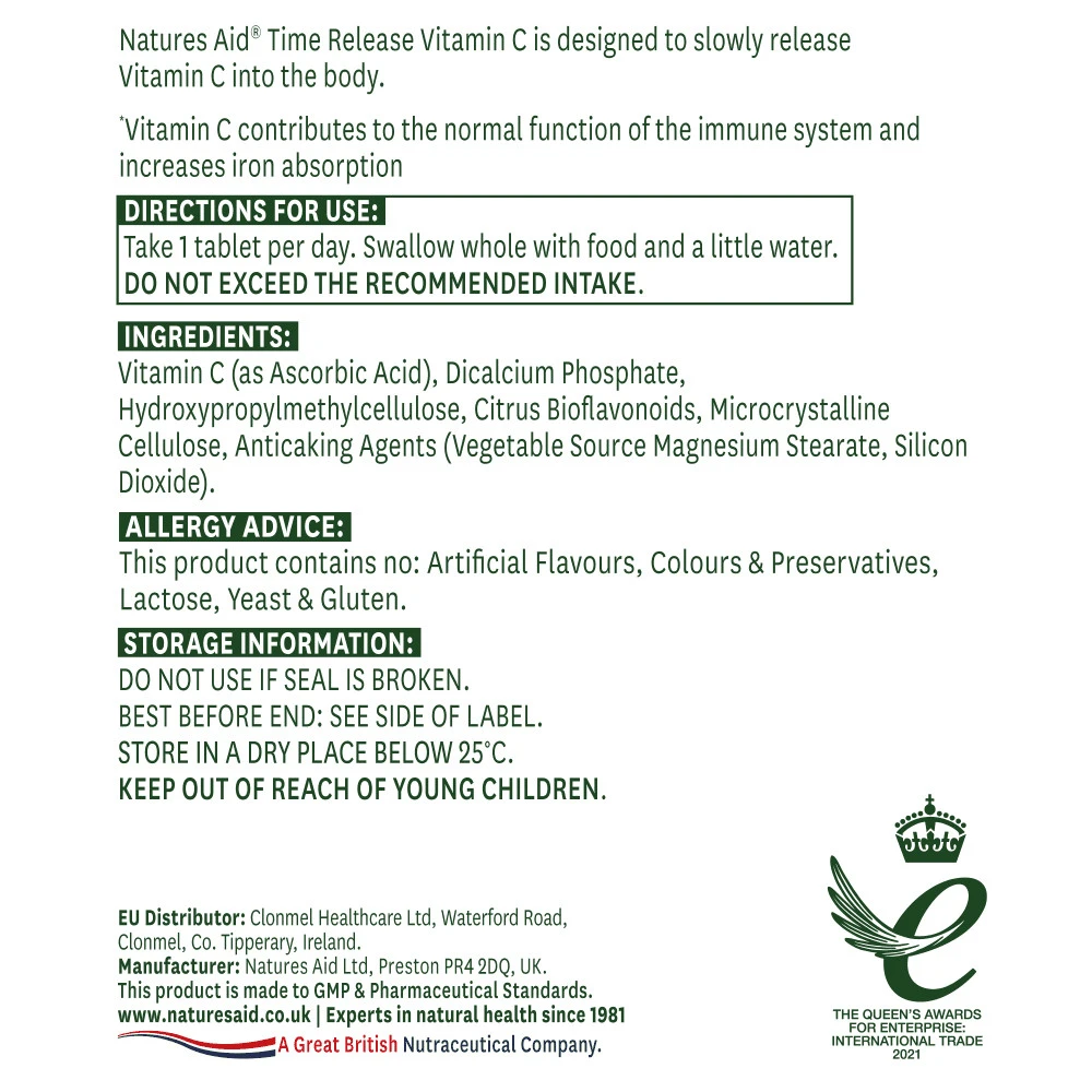 Natures Aid - Vitamina C 1000 mg de Libertação Prolongada (90 Comprimidos) - Image 6