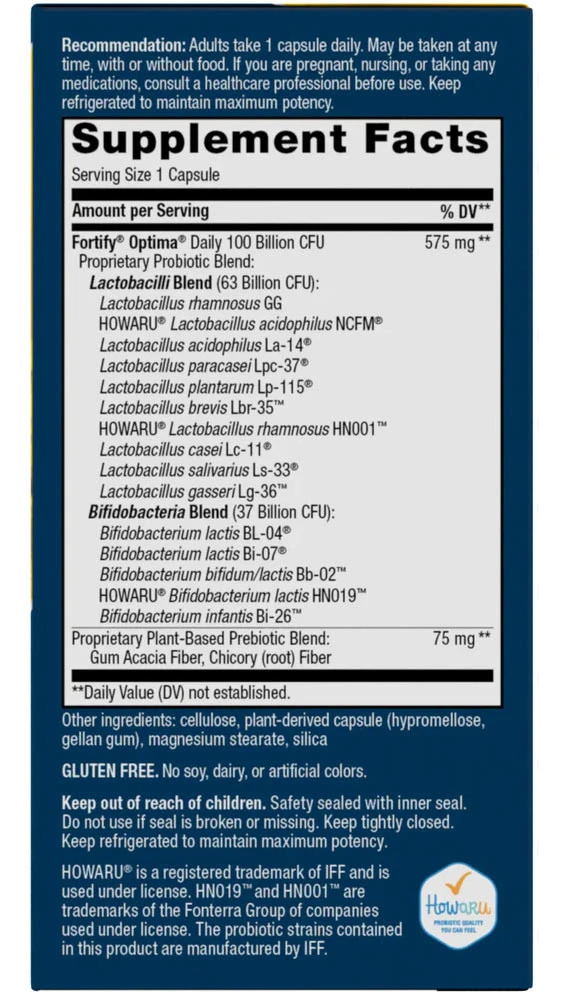 Nature's Way Fortify® Optima® Probiótico de 100 Mil Milhões (30 Cápsulas) - Image 2