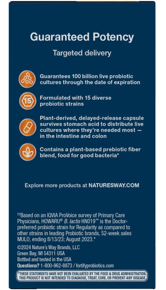 Nature's Way Fortify® Optima® Probiótico de 100 Mil Milhões (30 Cápsulas) - Image 6