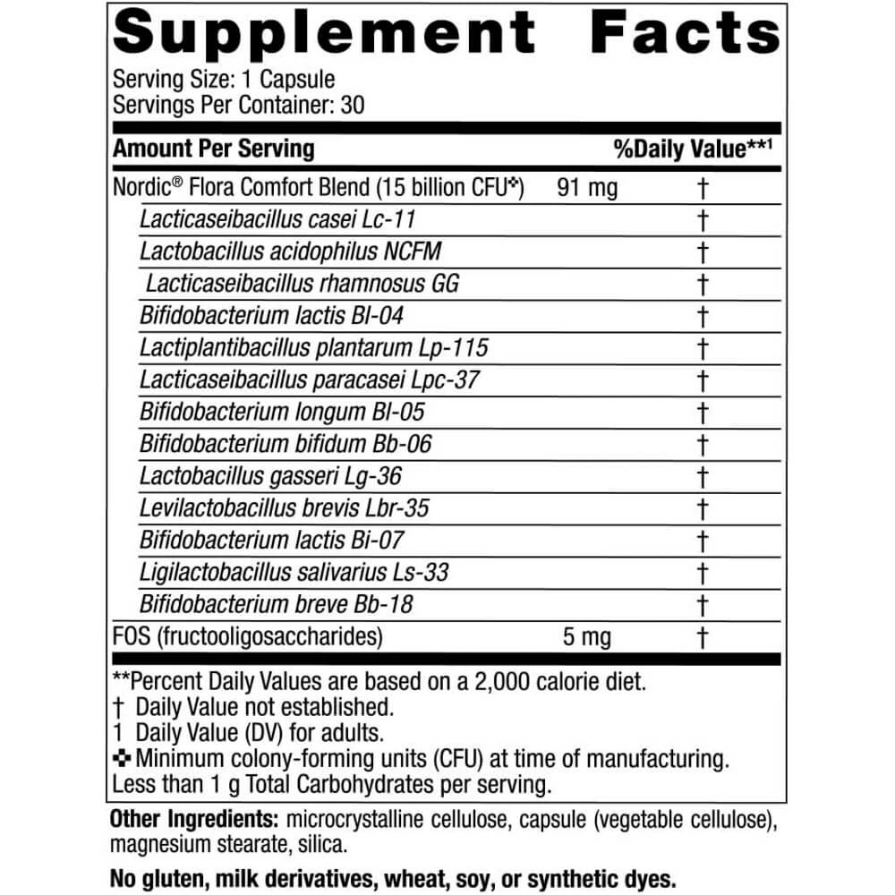 Ulas
Flora Nórdica Probiótica Conforto, 15 bilhões de UFC - 30 cápsulas - Image 3