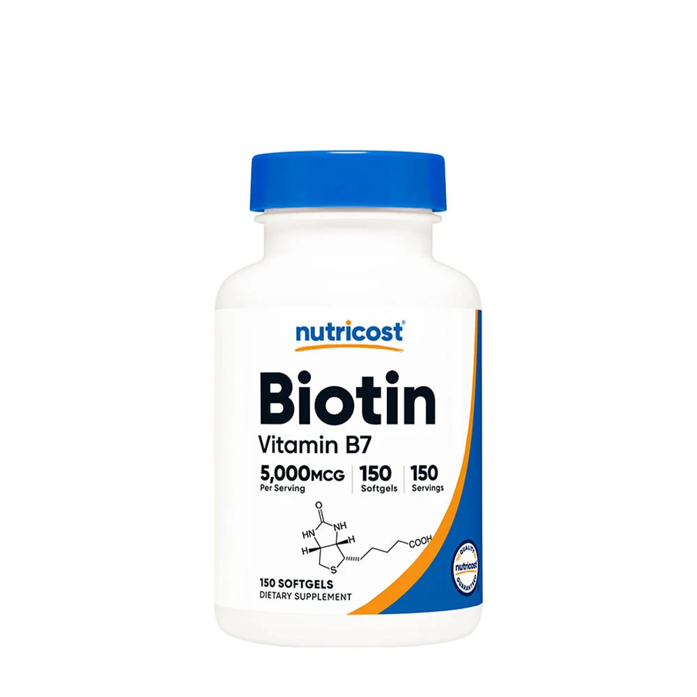 Nutricost - Cápsulas Moles De Biotina Com Óleo De Coco, 5000 Mcg (150 Cápsulas Moles)