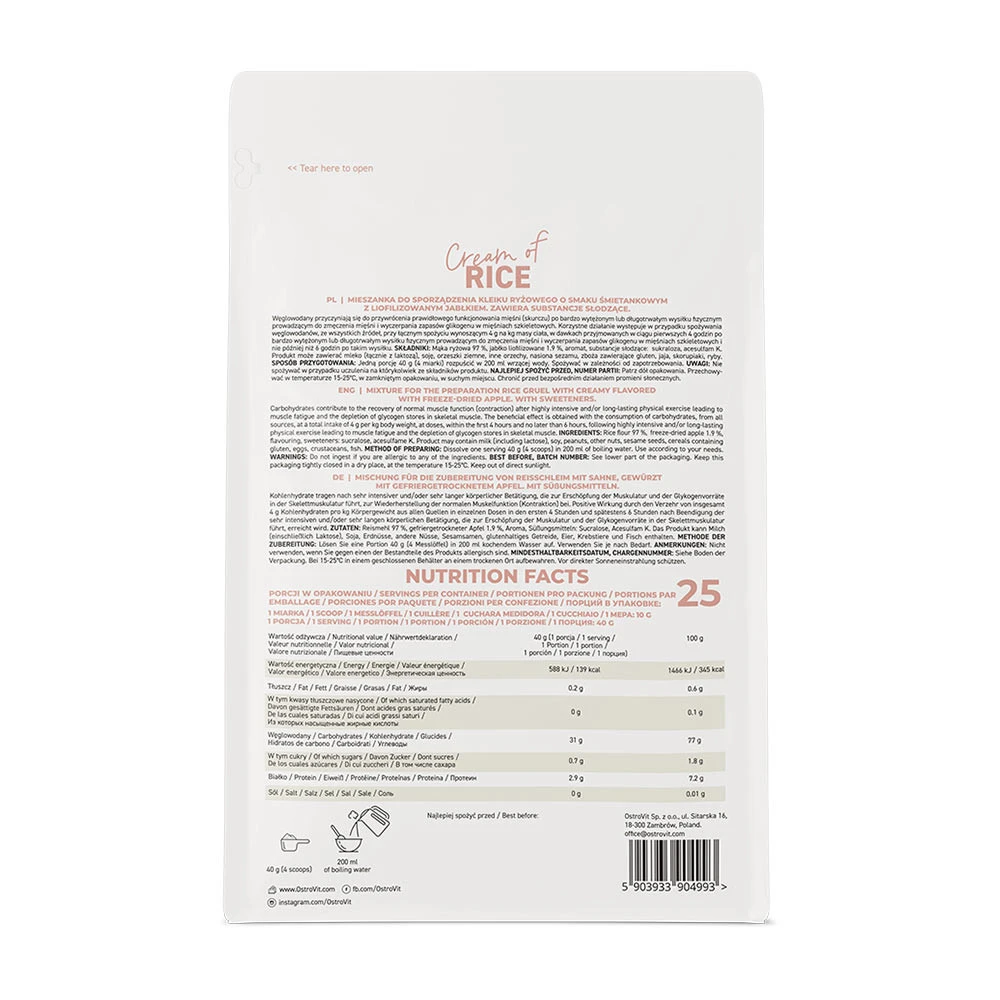 Ostrovit - Creme de Arroz com Maçã Cremosa - 1000g - Image 3