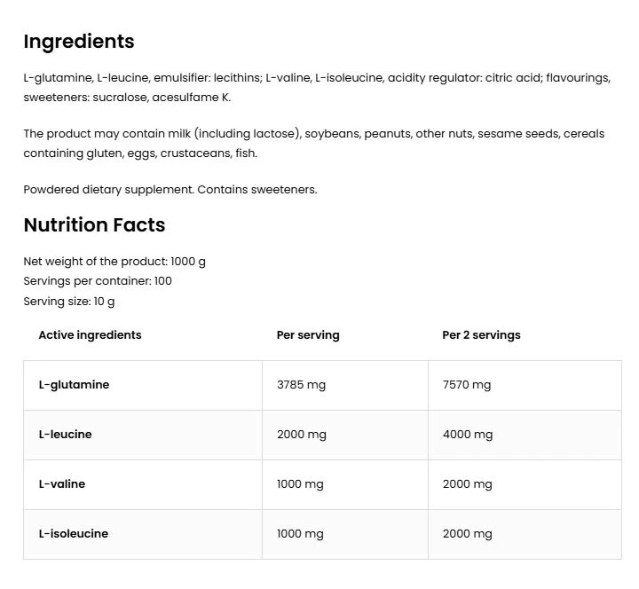 Ostrovit - BCAA + Glutamina (1000 g, Morango Silvestre e Mirtilo) - Image 7