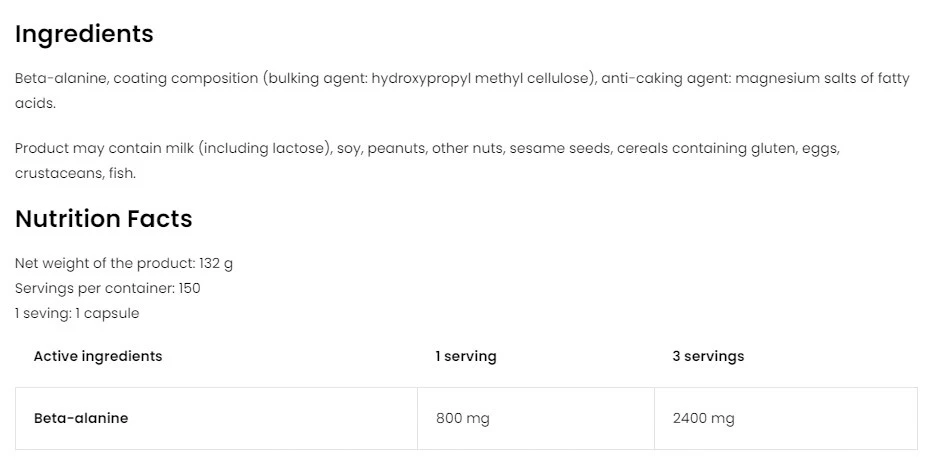 Ostrovit - Beta-Alanina 2400 mg (150 Cápsulas) - Image 2