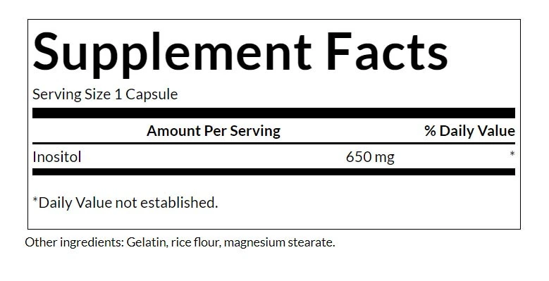 Inositol, 650mg - 100 caps - Image 3