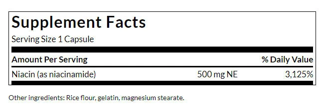 Niacinamida, 500mg - 250 caps - Image 3