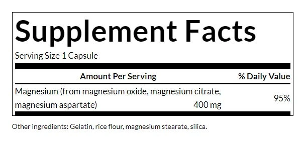Complexo Triplo de Magnésio, 400mg - 100 caps - Image 3