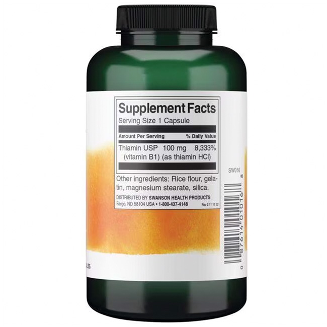 Vitamina B-1 (Thiamin), 100mg - 250 caps - Image 3