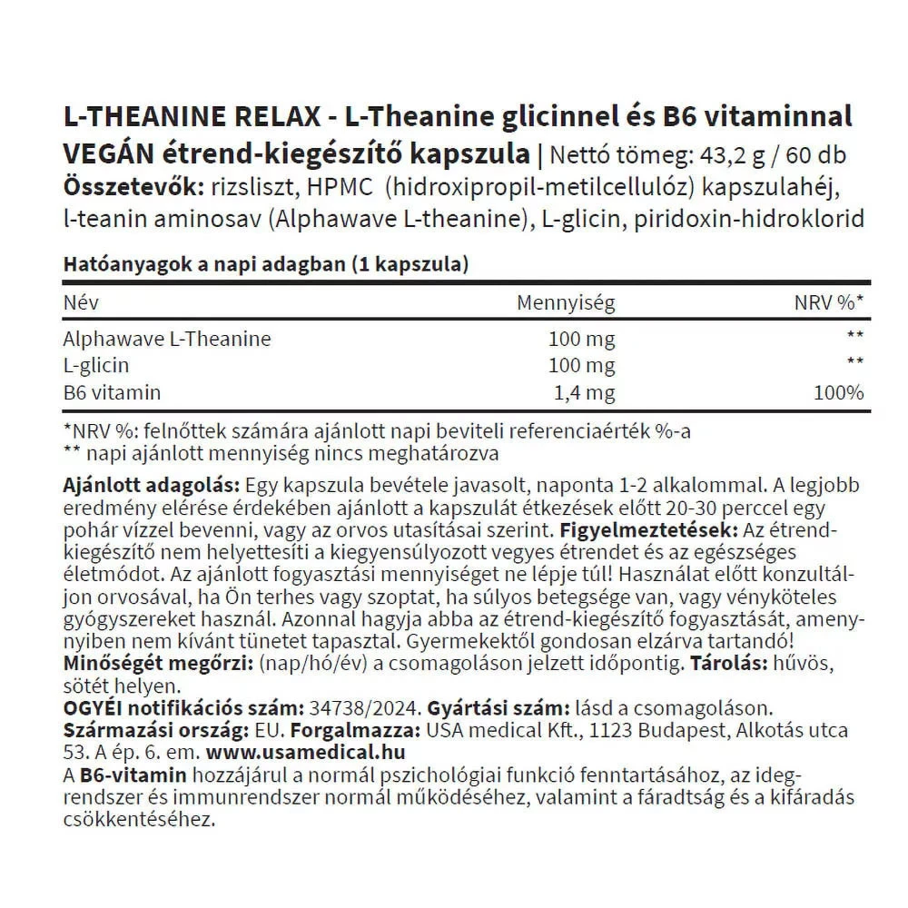 USA Medical - L-Teanina Relaxante (60 Cápsulas) - Image 5