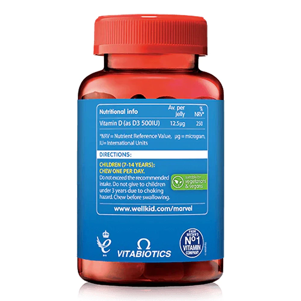 Vitabiotics - Gomas Wellkid Marvel com Vitamina D da Vitabiotics (50 Gomas, Morango) - Image 5
