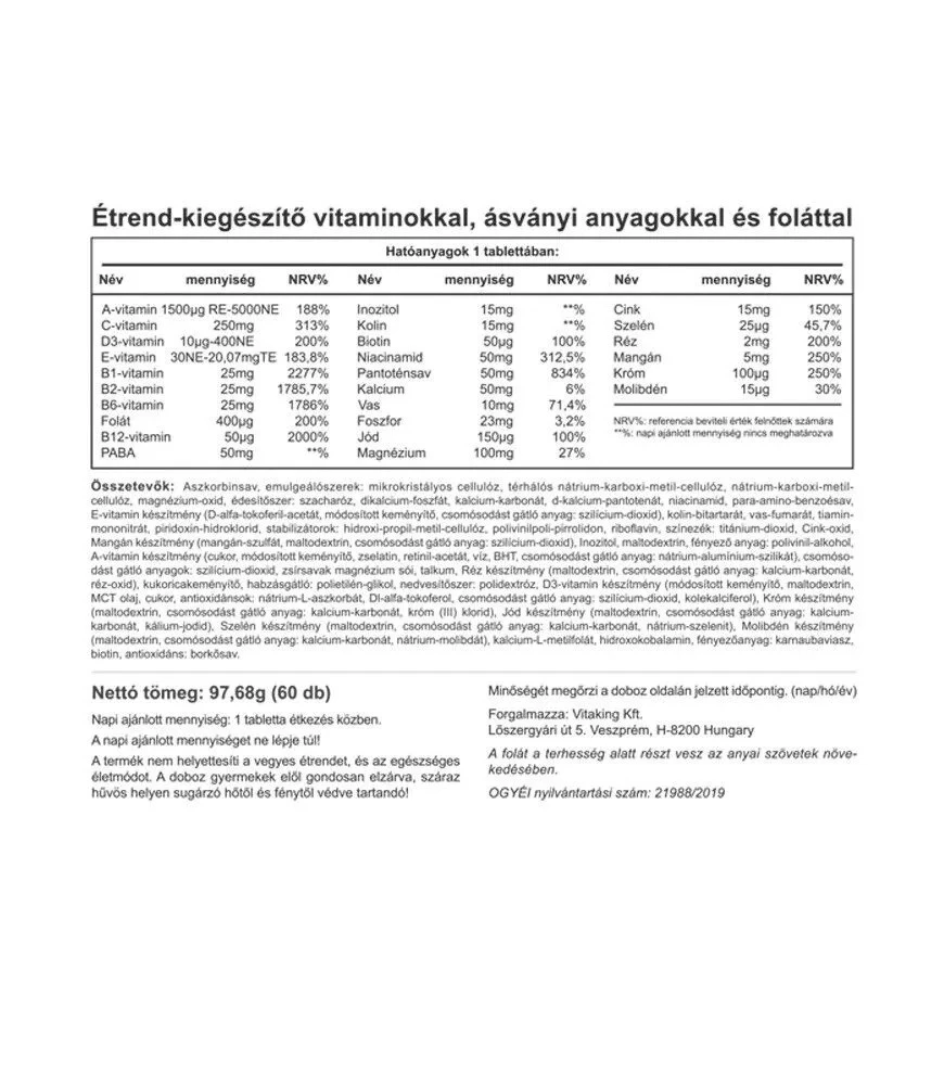 Vitaking - Multivitamínico para 9 Meses (60 Comprimidos) - Image 2
