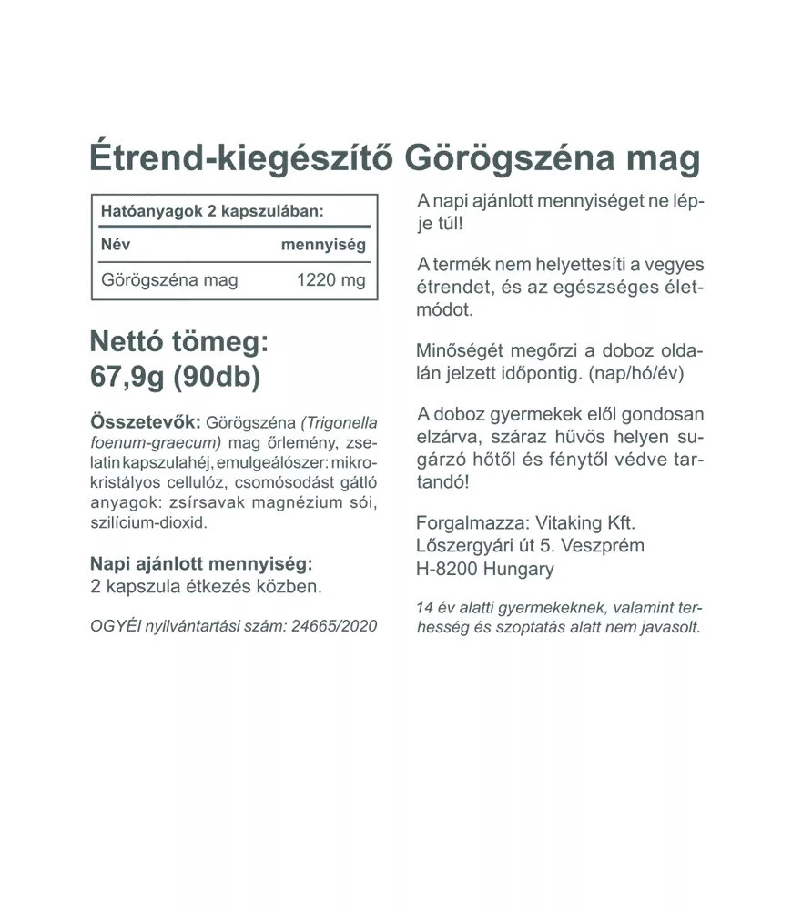 Vitaking - Sementes de Feno-Grego 610 mg (90 Cápsulas) - Image 4